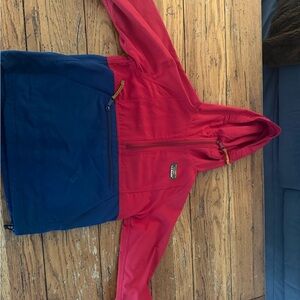 L.L. Bean Kids Two-Tone Red and Blue Raincoat
